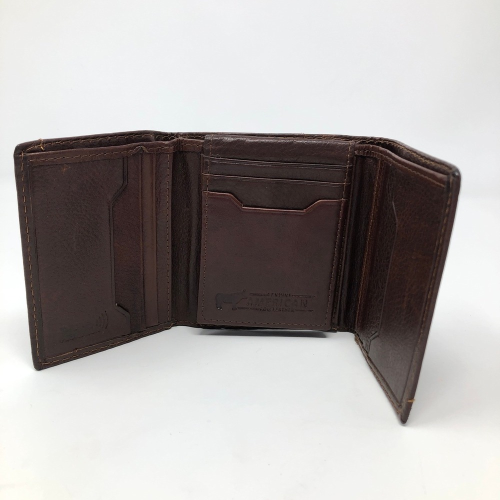 Genuine American Cow Leather Men's Trifold Wallet RFID